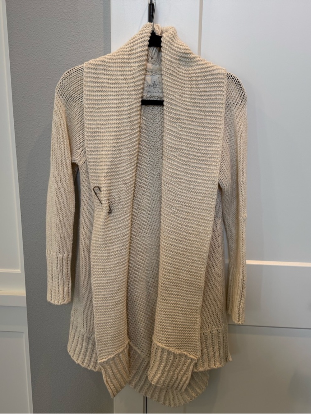 Anthropologie Angel Of The North Women’s Ivory Open-Front Knit Cardigan